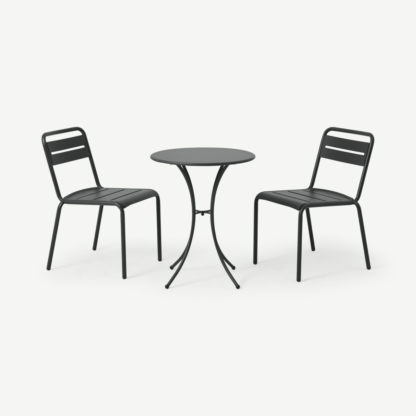 An Image of Emu 2 Seat Bistro Set, Dark Grey Powder-Coated Steel