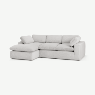 An Image of Samona Left Hand Facing Chaise End Sofa, Stone Grey Corduroy Velvet