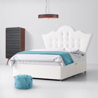 An Image of Florence Buttoned White Fabric Ottoman Divan Bed - 3ft Single