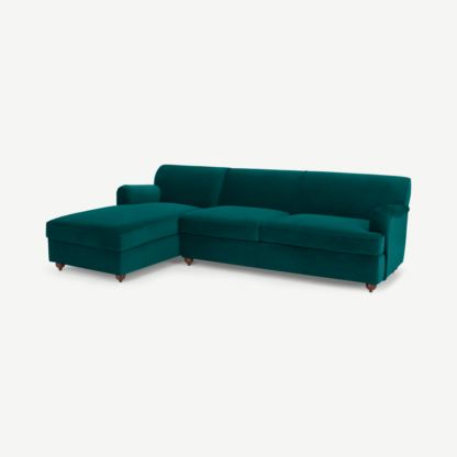 An Image of Orson Left Hand Facing Chaise End Sofa Bed, Velvet Seafoam Blue