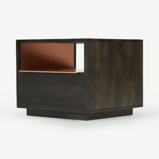 An Image of Anderson Bedside Table, Mocha Mango Wood & Copper