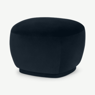 An Image of Lavinia Organic Shape Pouffe, Twilight Blue Velvet