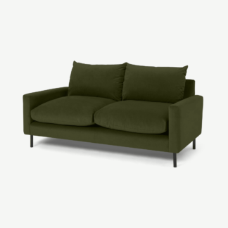An Image of Russo 2 Seater Sofa, Moss Recycled Velvet