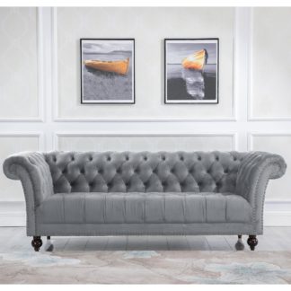 An Image of Chester Grey Fabric 3 Seater Sofa