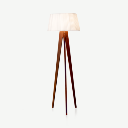 An Image of Miller Tripod Floor Lamp, Walnut and Navy
