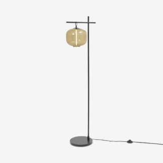 An Image of Olney Floor Lamp, Champagne Glass & Matte Black Metal