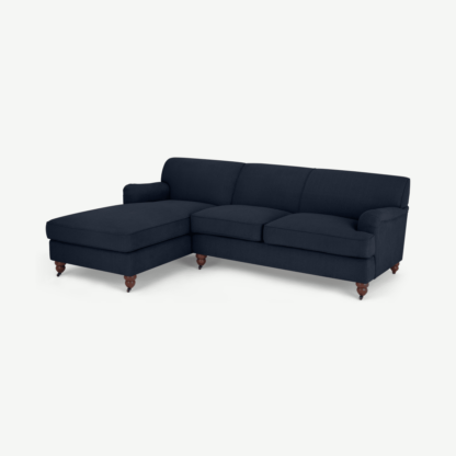 An Image of Orson Left Hand Facing Chaise End Sofa, Dark Blue Weave