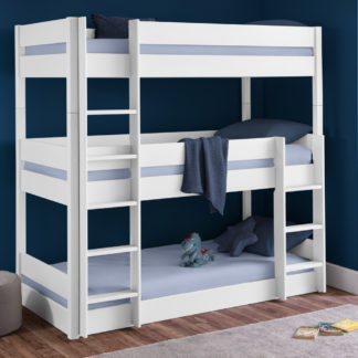 An Image of Trio Bright White Wooden Triple Sleeper Bunk Bed Frame - 3ft Single
