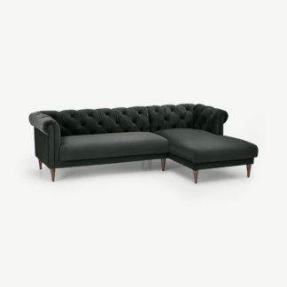 An Image of Barstow Right Hand Facing Chaise End Corner Sofa, Dark Anthracite Velvet