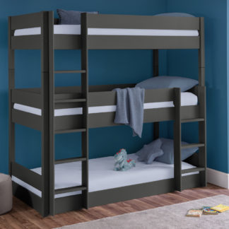 An Image of Trio Anthracite Wooden Triple Sleeper Bunk Bed Frame - 3ft Single