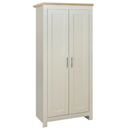 An Image of Highgate Cream and Oak Wooden 2 Door Wardrobe