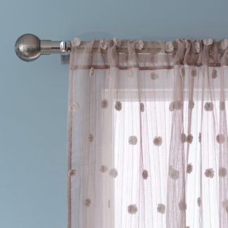An Image of Habitat Pom Pom Sheer Voile Curtain Panel - Grey - 135x229cm