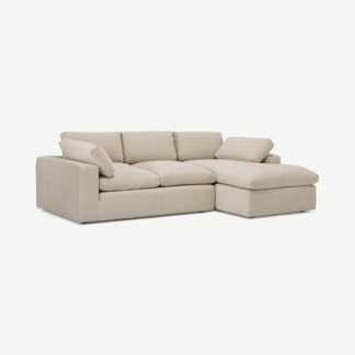 An Image of Samona Right Hand Facing Chaise End Sofa, Natural Cotton & Linen Mix