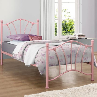 An Image of Sophia Pink Metal Bed Frame - 3ft Single