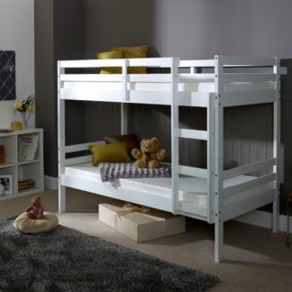 An Image of Durham White Wooden Bunk Bed Frame - 3ft Single