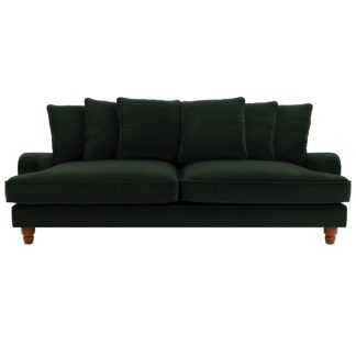 An Image of Beatrice Velvet Scatter Back 4 Seater Sofa Bottle (Green)