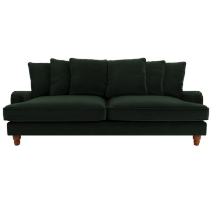 b29c3a907020b524dda83d816ca40a77d67a5aa47642f1e375eeaed64edcbb5d.jpg An Image of Beatrice Velvet Scatter Back 4 Seater Sofa Bottle (Green)
