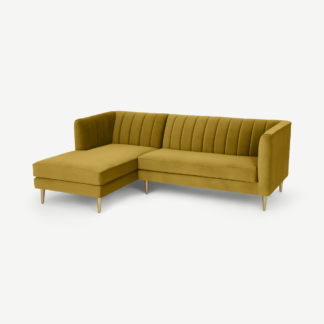 An Image of Amicie Left Hand Facing Chaise End Corner Sofa, Vintage Gold Velvet