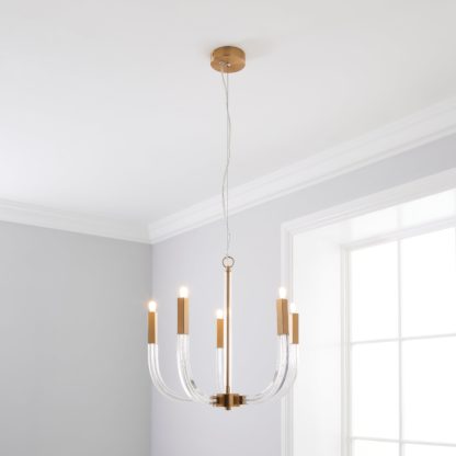 An Image of Hotel Finley 5 Light Ceiling Fitting Gold