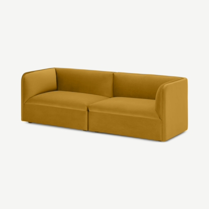 An Image of Torkel 3 Seater Sofa, Vintage Ochre Velvet
