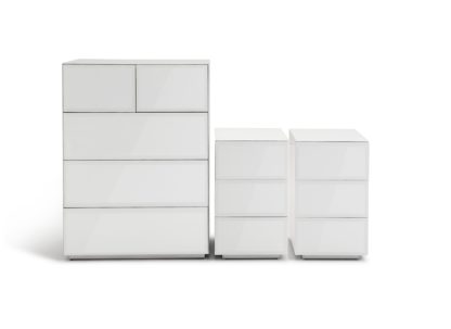 An Image of Habitat Mayfair 2 Bedside & 3+2 Drawer Chest Set-White Glass