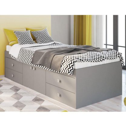 An Image of Arctic Grey Wooden Low Sleeper 4 Drawer Storage Bed Frame - 3ft Single