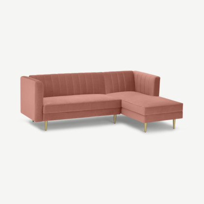 An Image of Amicie Right Hand Facing Chaise End Click Clack Sofa Bed, Vintage Pink Velvet