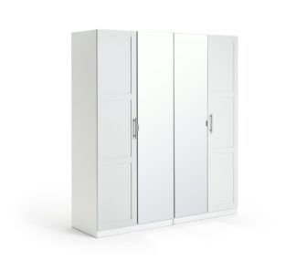 An Image of Habitat Munich 4 Door Mirror Framed Wardrobe - White