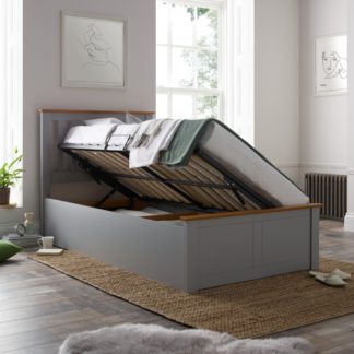 An Image of Francis Grey Wooden Ottoman Storage Bed Frame - 3ft Single