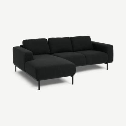 An Image of Jarrod Left Hand Facing Chaise End Corner Sofa, Midnight Black Weave