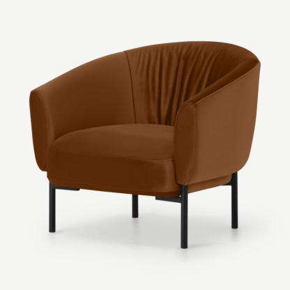 An Image of Melrose Accent Armchair, Cinnamon Velvet