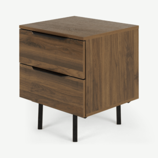 An Image of Damien Bedside Table, Walnut & Black