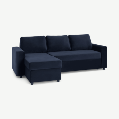 b5d53521f31d28c629adb06e514b908b17a2a0f99427b74fe729af07b0a78906-1.png An Image of Aidian Corner Sofa Bed with Storage, Regal Blue Velvet