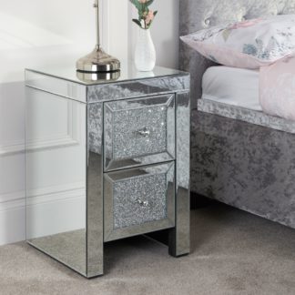 An Image of Vienna Mirrored 2 Drawer Bedside Table