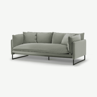 An Image of Malini 3 Seater Sofa, Sage Green Velvet