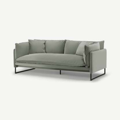b6578b6653106904a77050ad0e0085aaabb71f8c50123ef6f5cc0f0335f1ee7c-1.png An Image of Malini 3 Seater Sofa, Sage Green Velvet