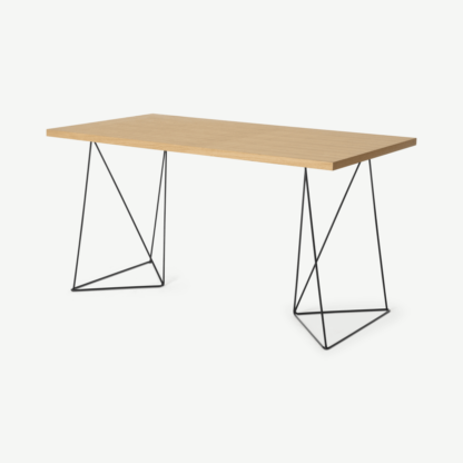 An Image of Solly Desk, Oak & Black Steel