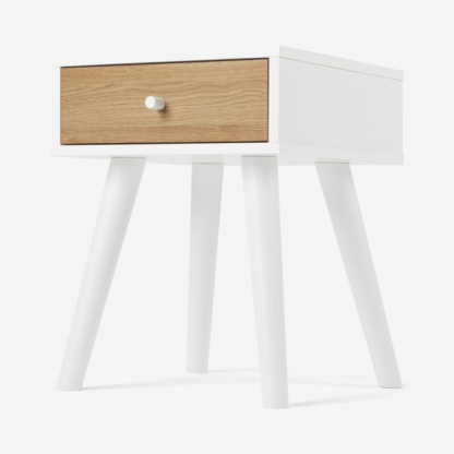 An Image of Larsen Bedside Table, Oak & White