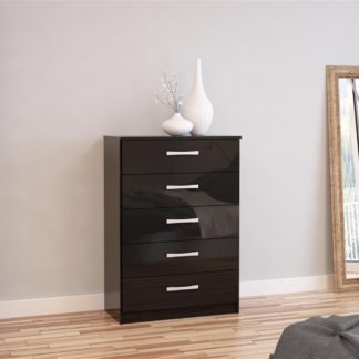 An Image of Lynx 5 Drawer Chest Black