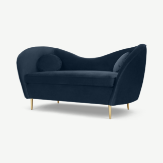 An Image of Kooper 2 Seater Sofa, Sapphire Blue Velvet