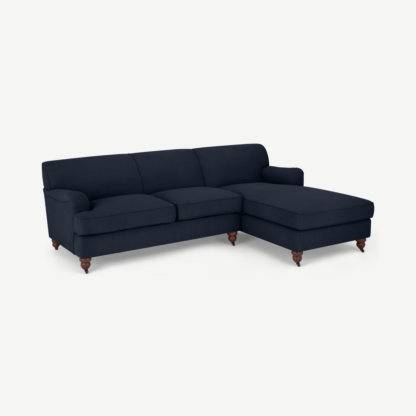 An Image of Orson Right Hand Facing Chaise End Sofa, Dark Blue Weave