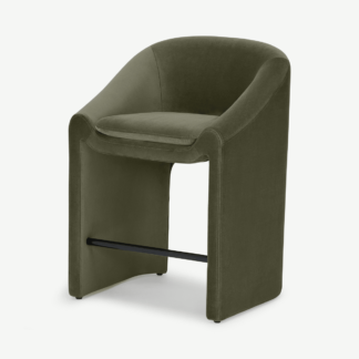 An Image of Shona Counter Height Bar Stool, Pistachio Green Velvet