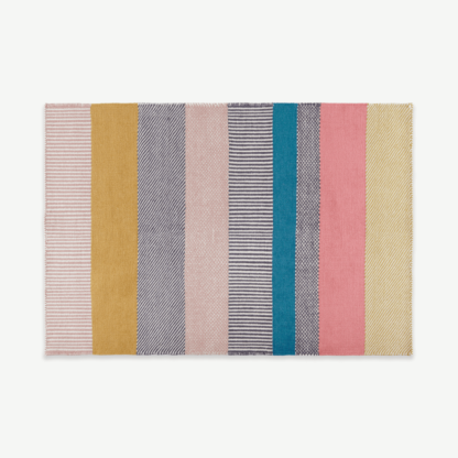 b8fb02c59a2f2848eb5200bdcb8b95431fb2aea7e9f6760b5421860d80988e0c-1.png An Image of Malay Wool Stripe Rug, Large 160 x 230cm, Multi
