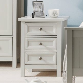 An Image of Maine Dove Grey 3 Drawer Wooden Bedside Table