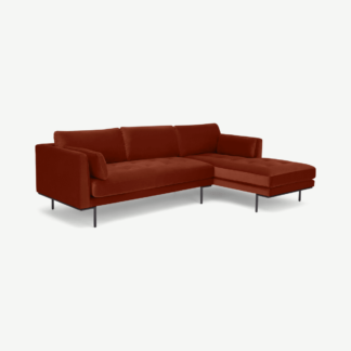 An Image of Harlow Right Hand Facing Chaise End Sofa, Brick Red Velvet