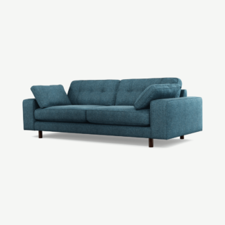 An Image of Content by Terence Conran Tobias, 3 Seater Sofa, Textured Weave Aegean Blue, Dark Wood Leg
