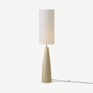 An Image of Vince Midi Floor Lamp, Reactive Glaze Cream Ceramic & White