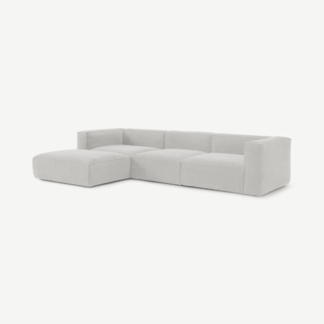 An Image of Bastein Chaise End Corner Sofa, Stone Grey Corduroy Velvet