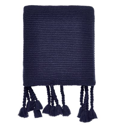 An Image of Helena Springfield Cosmos Viva Navy Knit Throw Navy