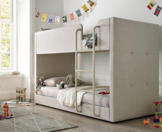 An Image of Saturn Oatmeal Fabric Bunk Bed - 3ft Single